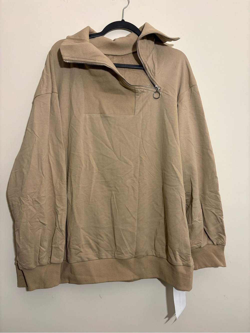 Fisoew Beige Half-Zip Pullover